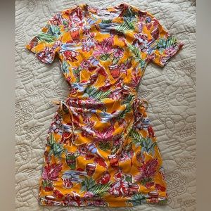NWOT Zara tropical print mini dress with keyhole sides